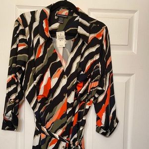 Chic button down jungle print Ashley Stewart dress